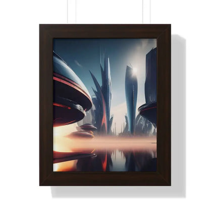 Transform your Space with a Futuristic Framed Vertical Poster - 11’’ x 14’’ / Walnut