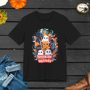 Ghoulish Grooves Unisex Halloween Fun T-shirt - Dipaliz - Black / Xs - T-shirts