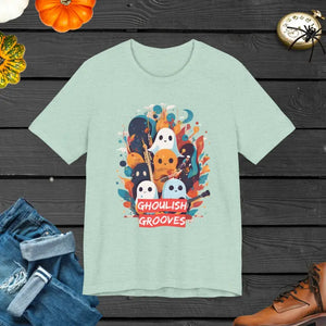 Ghoulish Grooves Unisex Halloween Fun T-shirt - Dipaliz - Heather Prism Mint / Xs - T-shirts