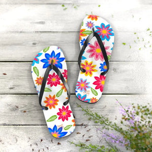 Flip Flops Colorful Flowers Unisex Summer Style - Dipaliz - Xl / Black Sole - Slippers