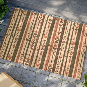 Tufted Coir Coconut Doormat with Flowers and Trees - Dipaliz - 24’’ x 16’’ - Door Mats