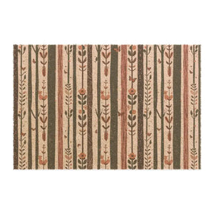 Tufted Coir Coconut Doormat with Flowers and Trees - Dipaliz - 24’’ x 16’’ - Door Mats