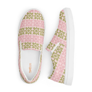 Canvas Shoes Pink Geometric Floral Pattern Bold Style - Dipaliz - Sneakers