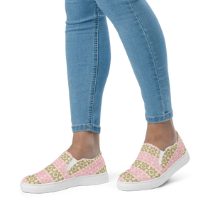 Canvas Shoes Pink Geometric Floral Pattern Bold Style - Dipaliz - Sneakers