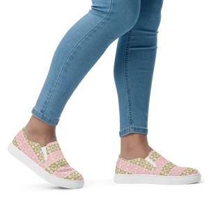Canvas Shoes Pink Geometric Floral Pattern Bold Style - Dipaliz - Sneakers