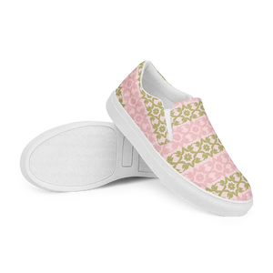Canvas Shoes Pink Geometric Floral Pattern Bold Style - Dipaliz - Sneakers