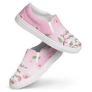 Women’s Slip on Canvas Shoes Pink Cherry Blossoms - Dipaliz - 5 - Sneakers