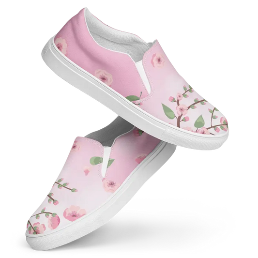 Step Up in Style with Pink Cherry Blossom Canvas Shoes - 5