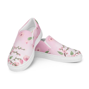 Women’s Slip on Canvas Shoes Pink Cherry Blossoms - Dipaliz - Sneakers