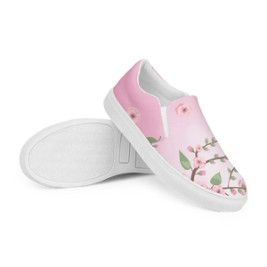 Women’s Slip on Canvas Shoes Pink Cherry Blossoms - Dipaliz - Sneakers