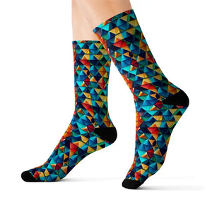 Triangles Pattern Sublimation Socks Bold Women’s Fashion - Dipaliz - l