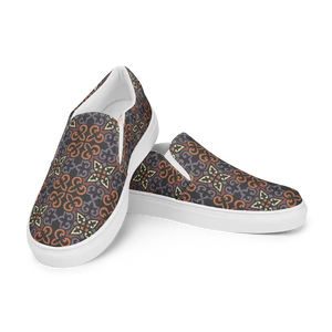 Canvas Shoes Geometric Pattern Womens Slip on Sneakers - Dipaliz