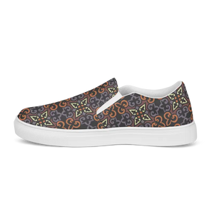 Canvas Shoes Geometric Pattern Womens Slip on Sneakers - Dipaliz