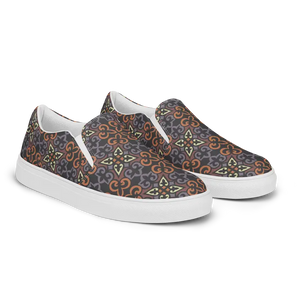 Canvas Shoes Geometric Pattern Womens Slip on Sneakers - Dipaliz