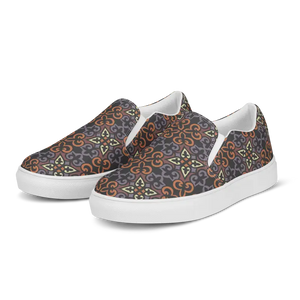 Canvas Shoes Geometric Pattern Womens Slip on Sneakers - Dipaliz