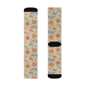 Sublimated Socks Flowers and Butterflies Women’s Fashion - Dipaliz