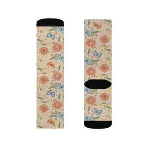 Sublimated Socks Flowers and Butterflies Women’s Fashion - Dipaliz