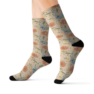 Sublimated Socks Flowers and Butterflies Women’s Fashion - Dipaliz - m