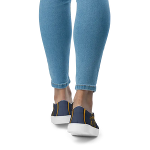 Navy Blue Mandal Canvas Shoes Statement Style - Dipaliz - Sneakers