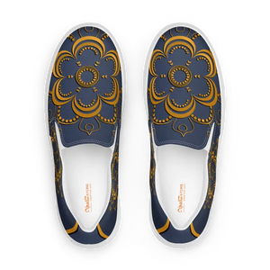 Navy Blue Mandal Canvas Shoes Statement Style - Dipaliz - Sneakers