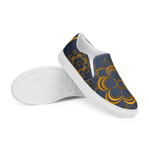 Navy Blue Mandal Canvas Shoes Statement Style - Dipaliz - Sneakers