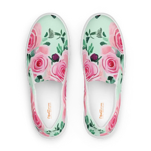 Women’s Canvas Shoes Pink Roses Pattern Comfort Style - Dipaliz - Sneakers