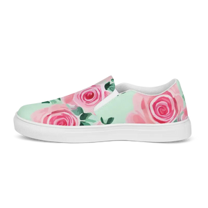 Women’s Canvas Shoes Pink Roses Pattern Comfort Style - Dipaliz - Sneakers