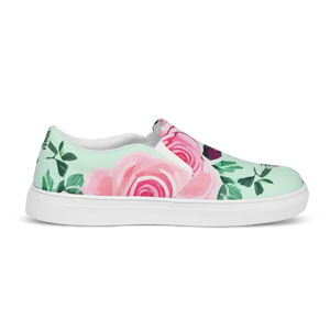 Women’s Canvas Shoes Pink Roses Pattern Comfort Style - Dipaliz - Sneakers