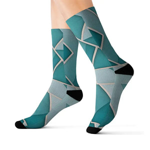 Teal Abstract Pattern Socks - Bold Comfort Style - Dipaliz - l