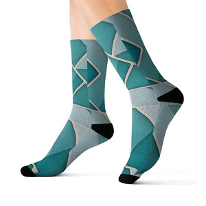 Teal Abstract Pattern Socks - Bold Comfort Style - Dipaliz - m