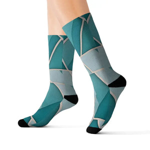 Teal Abstract Pattern Socks - Bold Comfort Style - Dipaliz - s
