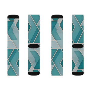 Teal Abstract Pattern Socks - Bold Comfort Style - Dipaliz