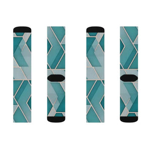 Teal Abstract Pattern Socks - Bold Comfort Style - Dipaliz