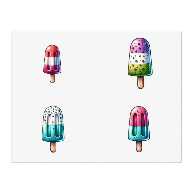 Make Surfaces Pop with Colorful Popsicles Sticker Sheets! - 11’’ × 8.5’’ / White / Die-cut Paper Products