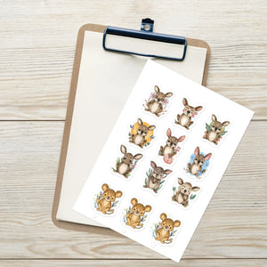 Cute Animal Sticker Sheet - Glossy Vinyl Animals Stickers - Dipaliz - Decorative