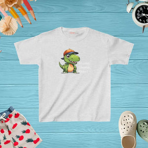 Dinosaur Heavy Cotton Tee - Kids Roar Shirt - Dipaliz - Xs / Ash - T-shirts