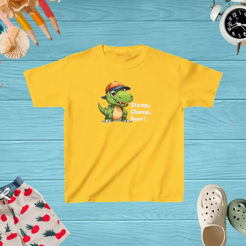 Roar in Style: Kids Heavy Cotton Dinosaur Tee - Xs / Daisy Clothes