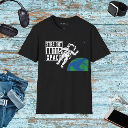 Straight Outta Space Softstyle T-shirt - Ultimate Comfort - Black / s T-shirt