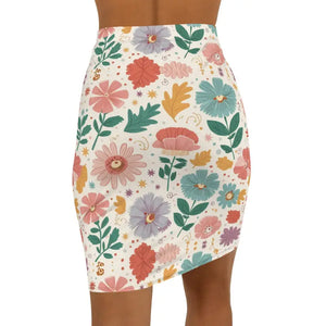 Stretchy Pencil Skirt - Pastel Flowers Comfort Fit - Dipaliz - Skirts