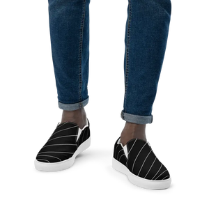 Canvas Shoes Men’s Slip on White Stripes Comfort Style - Dipaliz - Sneakers