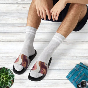 Red Marble Pattern Strap Sandals - Removable Printed Straps - Dipaliz - Black / us 6