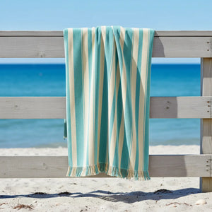 Aqua Beach Towel – Striped Cotton Summer Wrap - Dipaliz - Towels