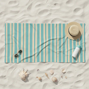 Aqua Beach Towel – Striped Cotton Summer Wrap - Dipaliz - Towels