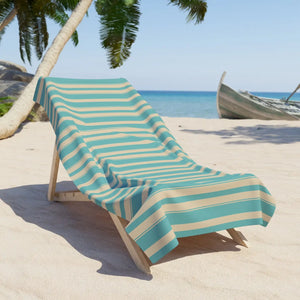 Aqua Beach Towel – Striped Cotton Summer Wrap - Dipaliz - Towels