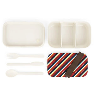 Retro Striped Bento Lunch Box Wooden Lid - Dipaliz - one Size - Accessories