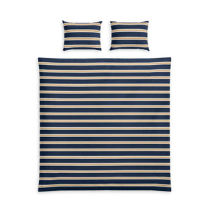 Striped Cotton Bed Set – Navy - Dipaliz - Bedding Sets