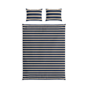 Striped Cotton Bed Set – Navy - Dipaliz - Bedding Sets