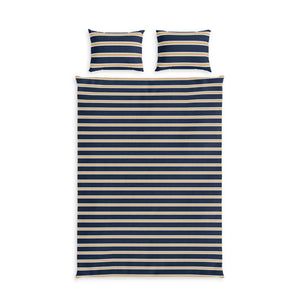 Striped Cotton Bed Set – Navy - Dipaliz - Bedding Sets