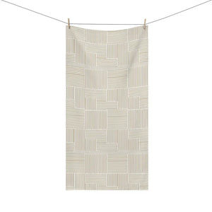 Striped Geometric Cotton – Neutral Mink Beach - Dipaliz - Towels