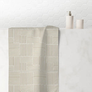 Striped Geometric Cotton – Neutral Mink Beach - Dipaliz - Towels